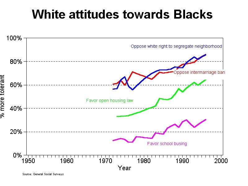 graph racial attitudes, 1950-2000 