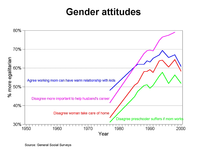 graph gender attitudes, 1950-2000 